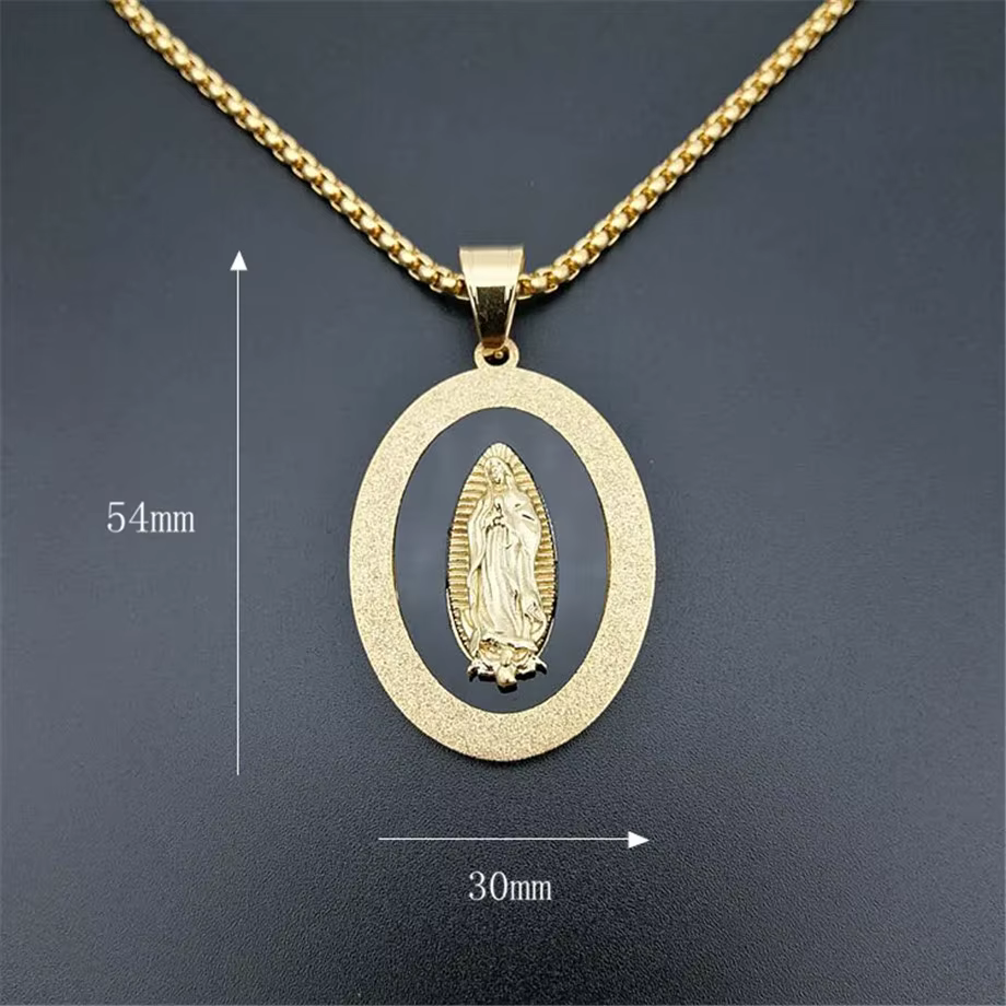 Pendentif Vierge Marie SION L en Acier Inoxydable pour Homme