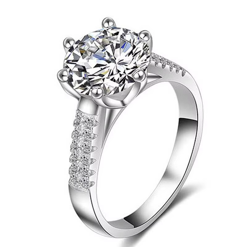 CC – bague de mariage couleur argent pour Femme