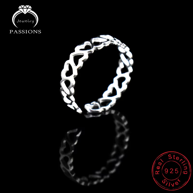 LYNNE bijoux mode 925 bague en argent Sterling en gros Vintage creux amour coeur ouvert redimensionnable anneaux femmes accessoires cadeau