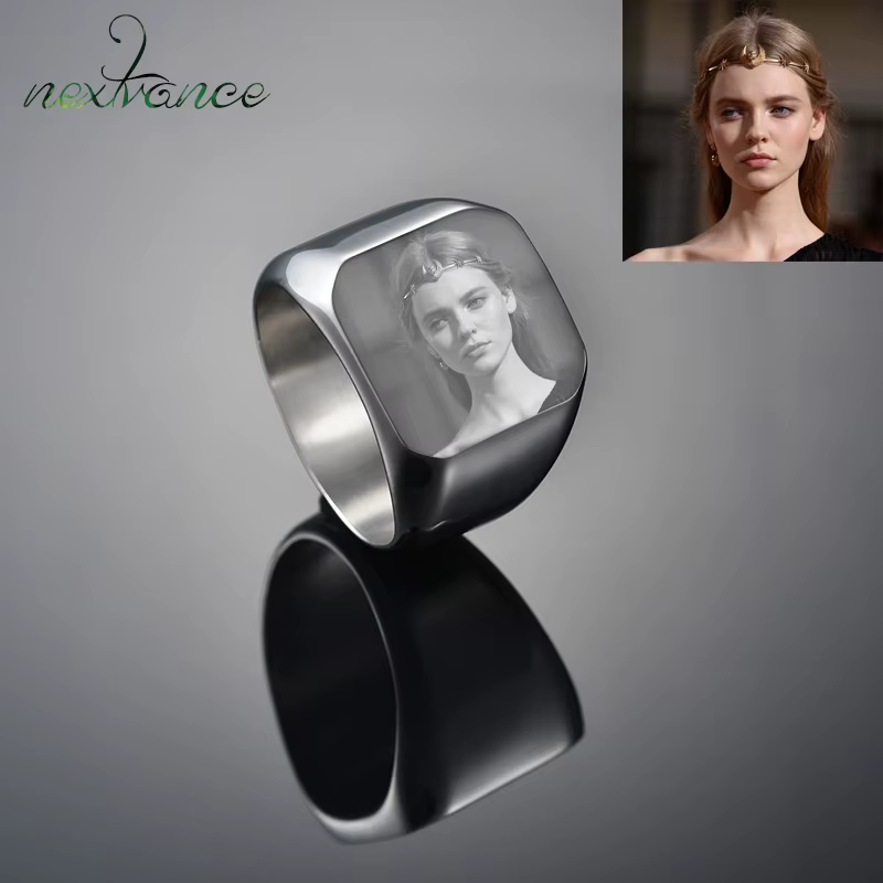 Nextvance personnalisé graver chevalière Bague carré grande largeur bande