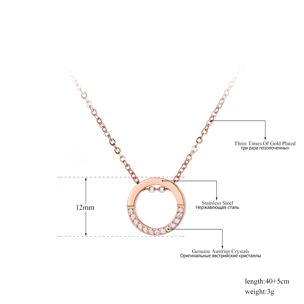 Chaîne à la mode bijoux cercle pendentif AAA strass couleur or Rose collier ras du cou pour les femmes cadeau de noël