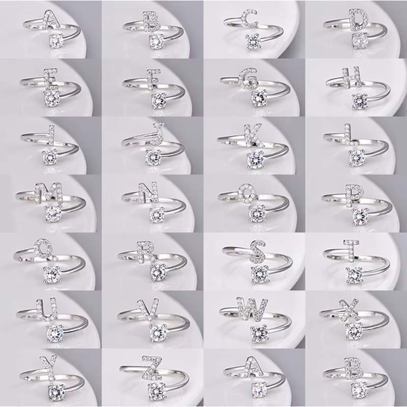 Buyee – bague Alphabet anglais en argent Sterling 925 pour femmes