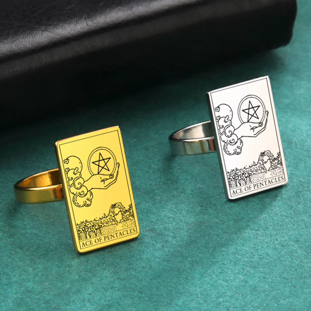 LIKGREAT – bague Tarot pentacle pour femmes et hommes