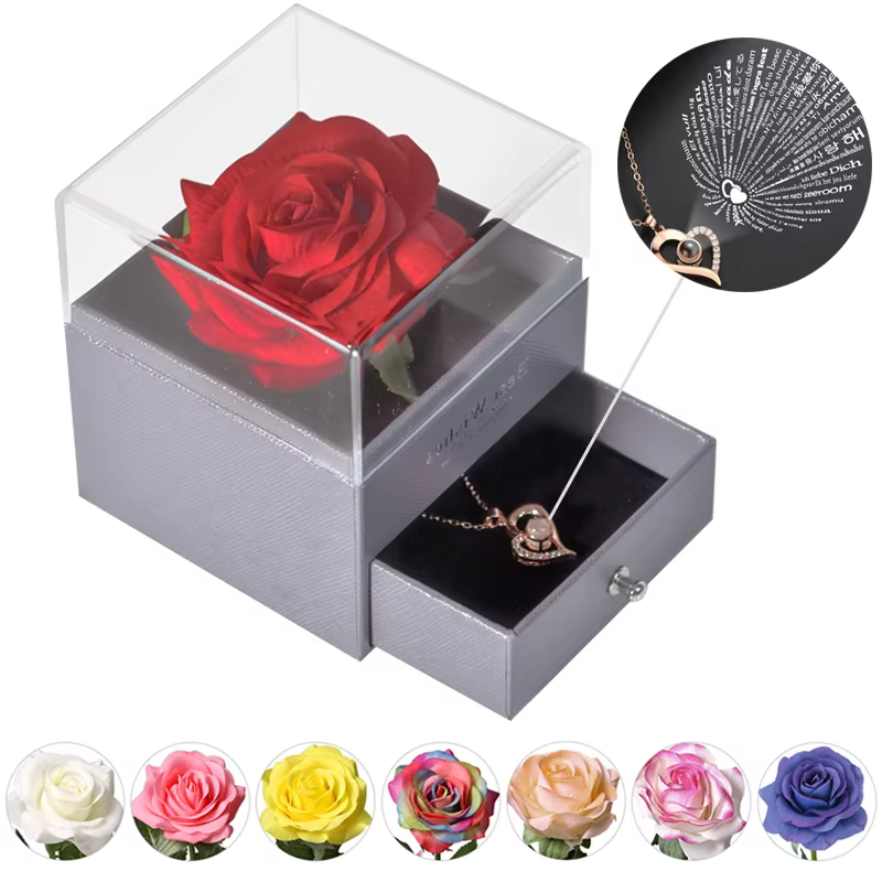 Boîte à bijoux fleur éternelle pour femme