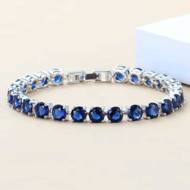 Mode femme argent bijoux bleu Zircon