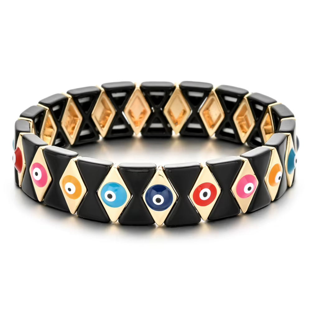 Bracelet perlé mauvais œil en émail coloré pour hommes et femmes