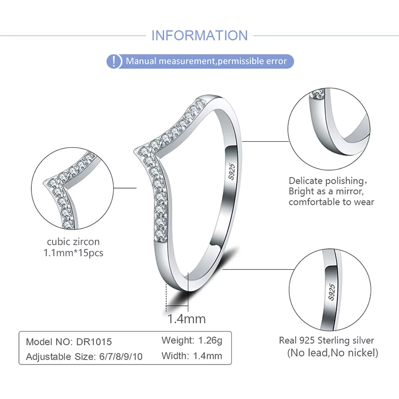 Bague de mariage en argent Sterling 925 pour femmes