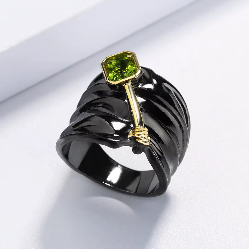 Bague en topaze incrustée bicolore