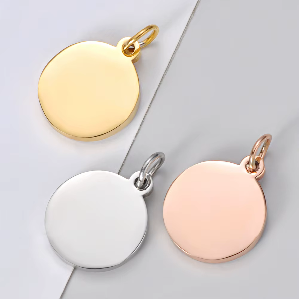 Breloques rondes en acier inoxydable véritable poli miroir, pendentifs ronds 3 couleurs pour bricolage, accessoires de fabrication de bijoux, 30 pièces/lot