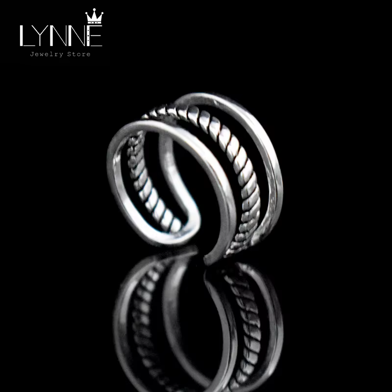 LYNNE bijoux Antique argent plaqué torsion tissage trois couches anneaux en gros femmes mode cadeau ouvert réglable multicouche anneau
