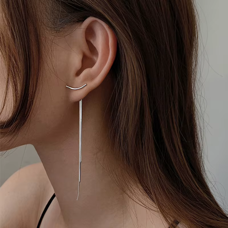 Boucles d'oreilles longues pampilles en argent Sterling 925 pour femmes