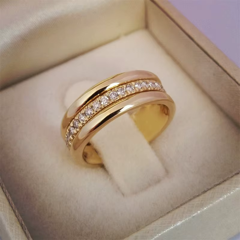 Huretailers-Bague de mariage micro pavée pour femme