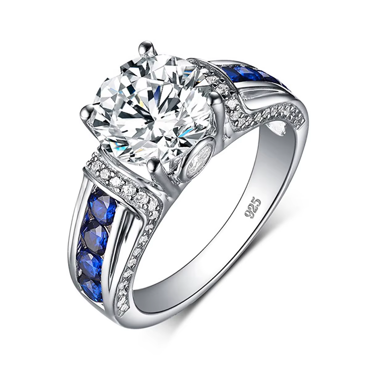 RedWood-Bague Moissanite en Argent Sterling 925 Plaqué Or Blanc 14K pour Femme
