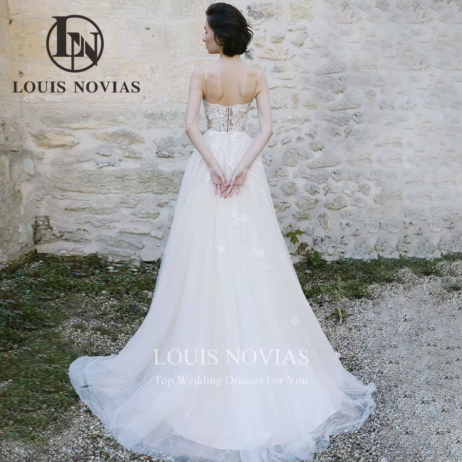 Modiis-Robe de mariée A-ligne avec appliques perlées exquises