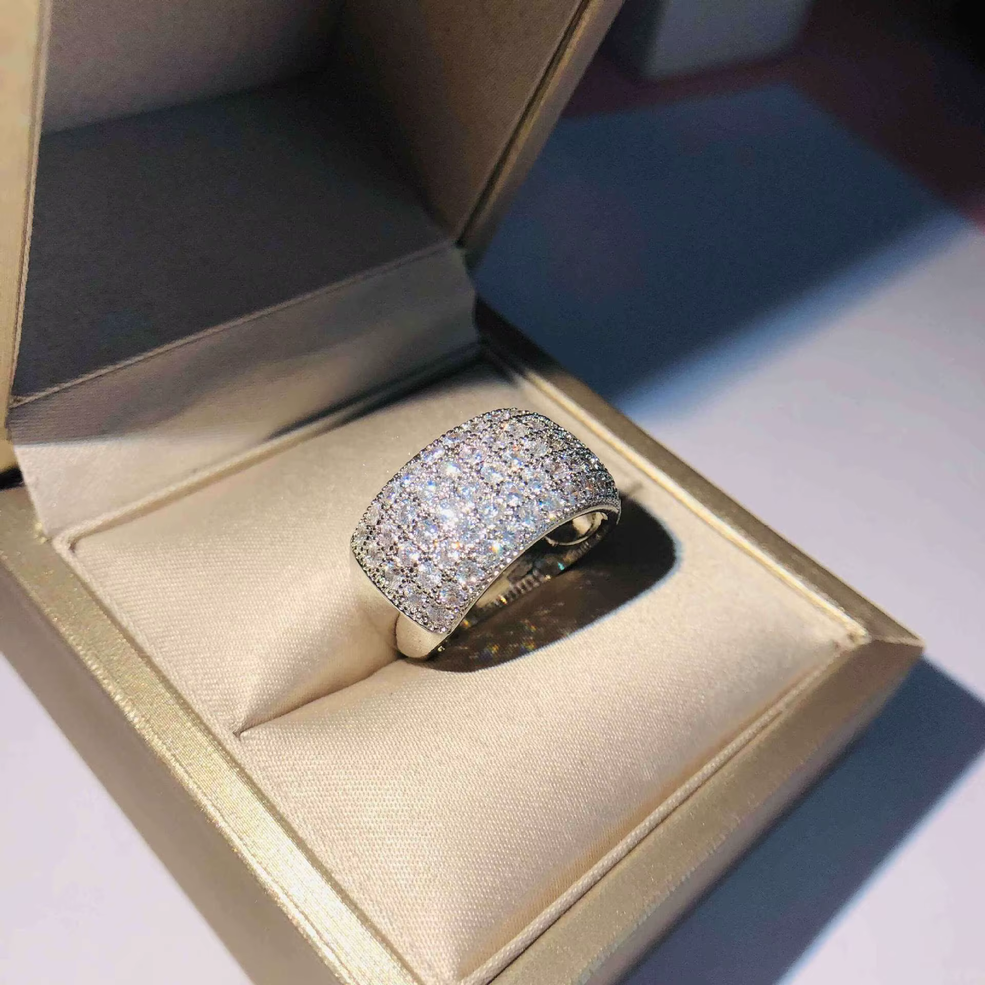Bague en argent avec pierre précieuse Moissanite naturelle pour femme