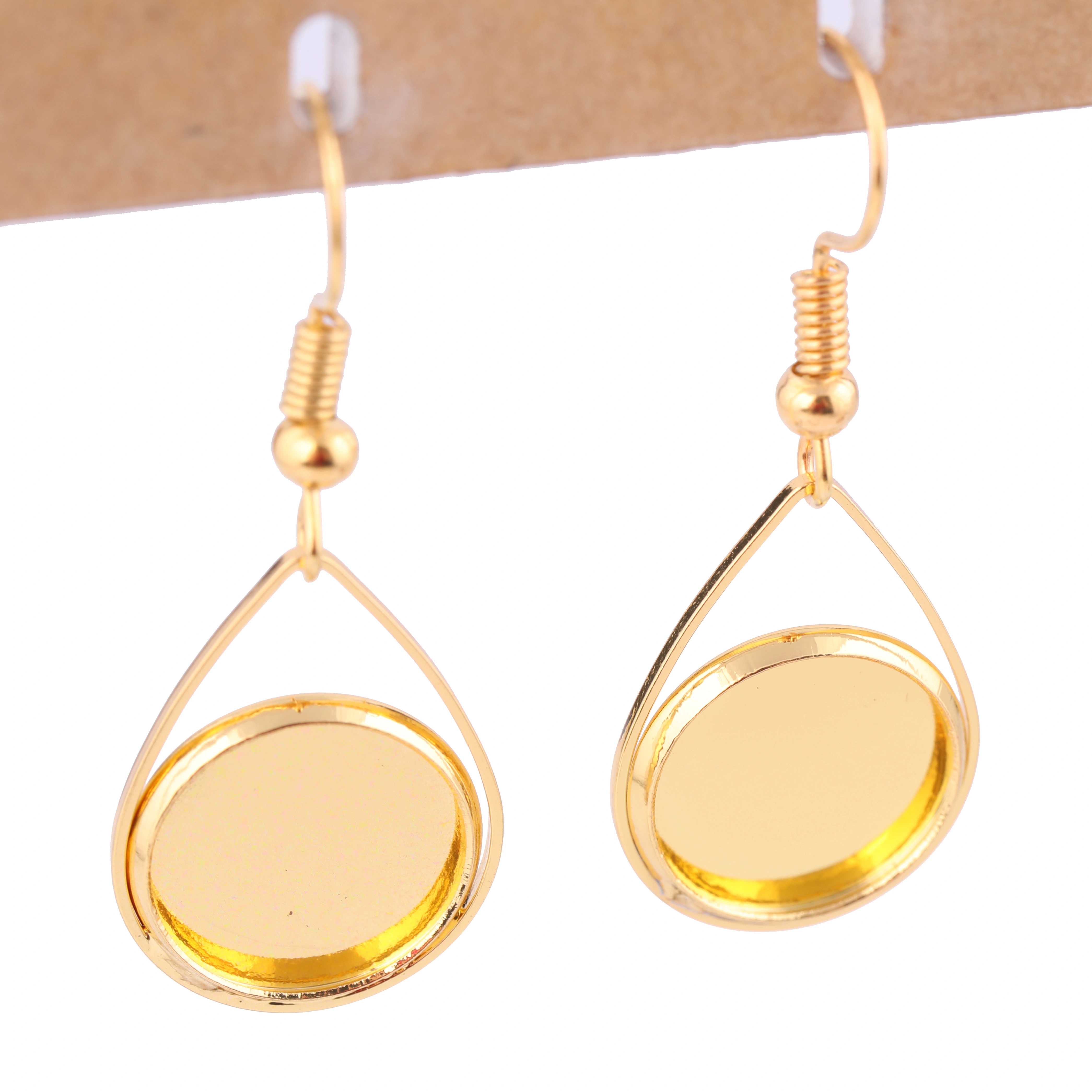 Onwear 20 pièces cabochon plaqué or 12mm paramètres de base bricolage lunette vierges pour les fournitures de fabrication de boucles d'oreilles