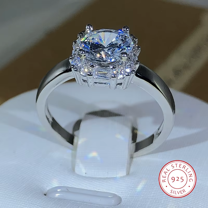 Bagues de mariage originales à quatre griffes en argent 925 pour femmes