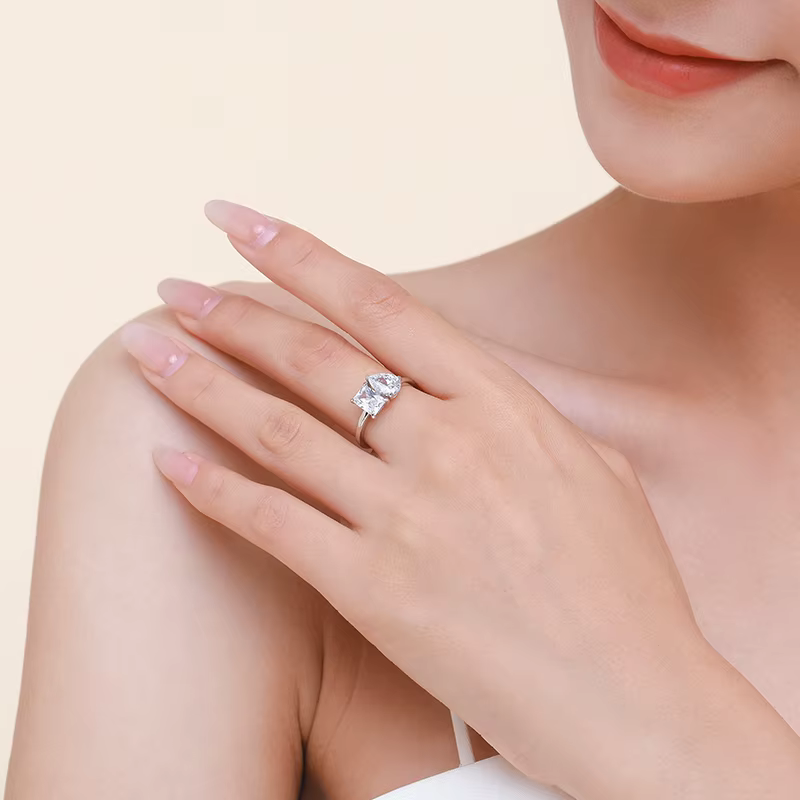 Ailmay véritable 925 en argent Sterling Fashionc éblouissant CZ carré et forme de goutte anneaux pour les femmes de luxe accessoires de mariage bijoux