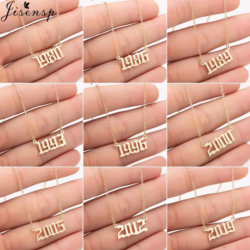Bijoux personnalisés Date spéciale année numéro colliers pour femmes hommes 1980 1989 1995 1997 1999 de 1980 à 2002 Collares