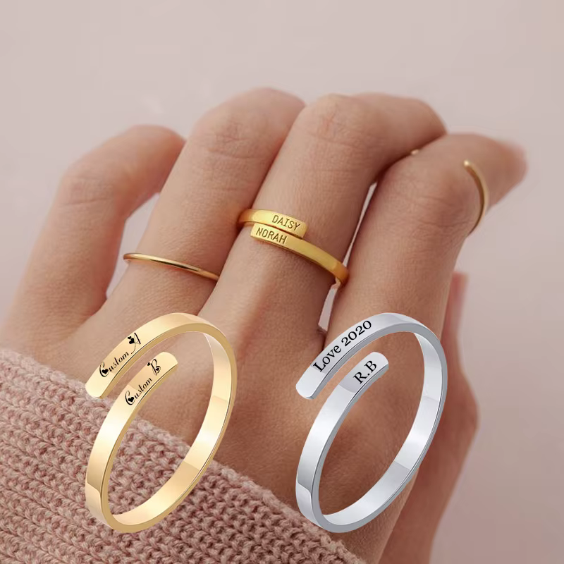 Bague de promesse à graver personnalisée pour femmes