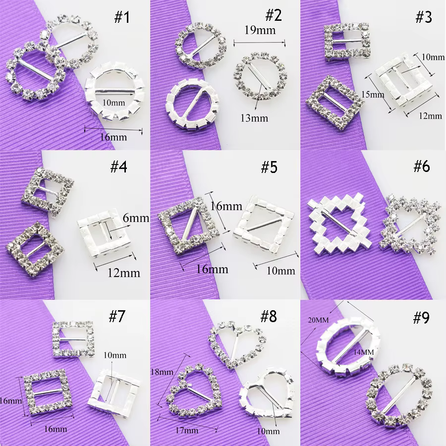 Haute qualité! Lot de 10 boucles en strass variées pour décorations d'invitations de mariage