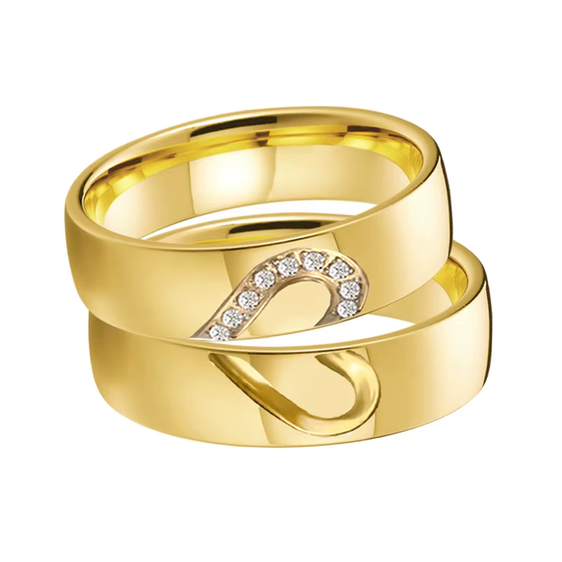 1 paire de bagues de mariage plaquées or 18 carats