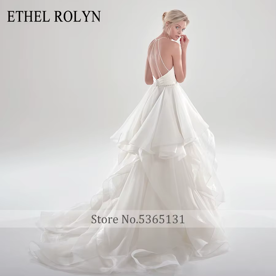 ETHEL ROCircN-Robe de Mariée Trapèze en Satin