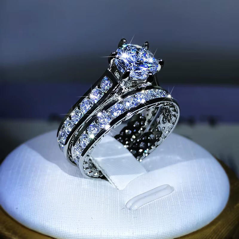 Bagues de fiançailles de luxe en argent 925 pour femmes