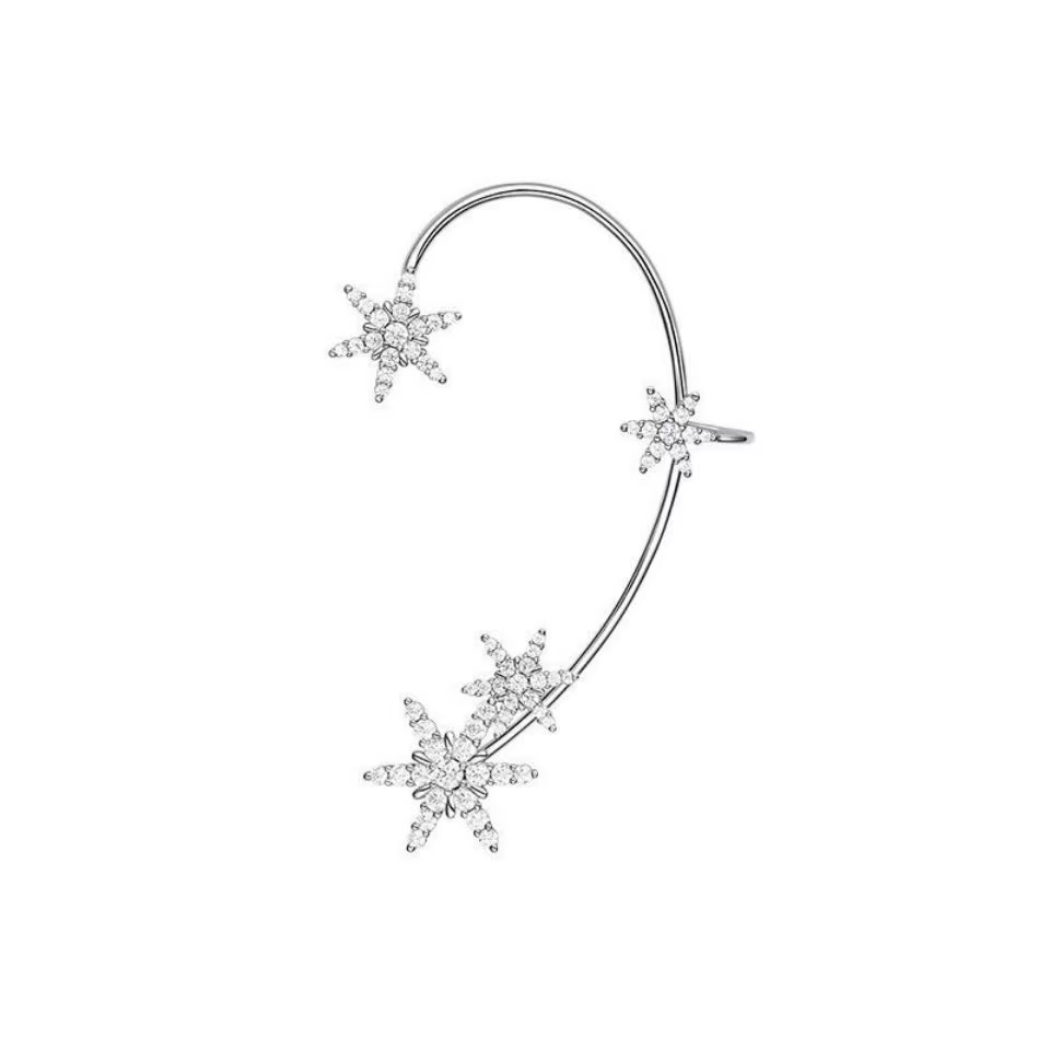 Boucles d'oreilles clip flocon de neige non perçantes pour femmes