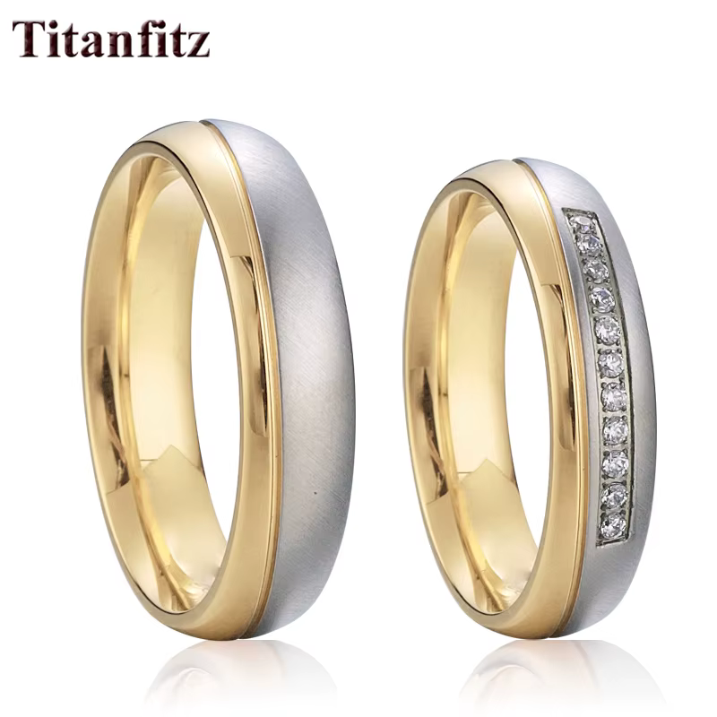 Ensemble de bagues de mariage en zircone cubique