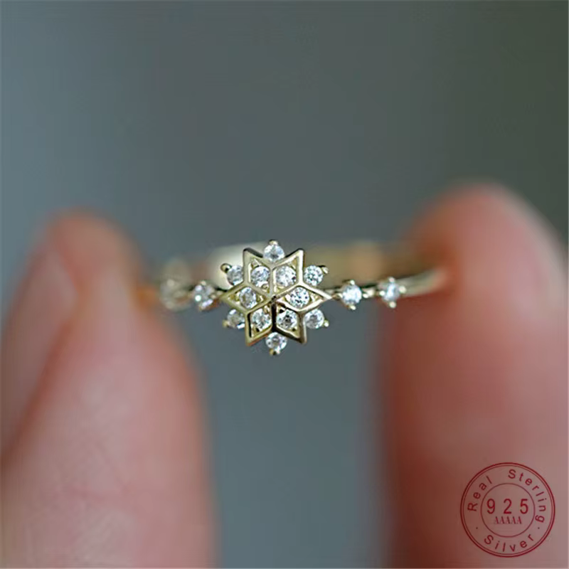 Bague flocon de neige en Zircon brillant pour femmes