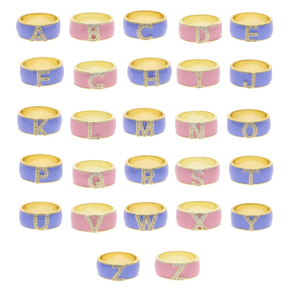 Bague en émail bleu rose pour femmes