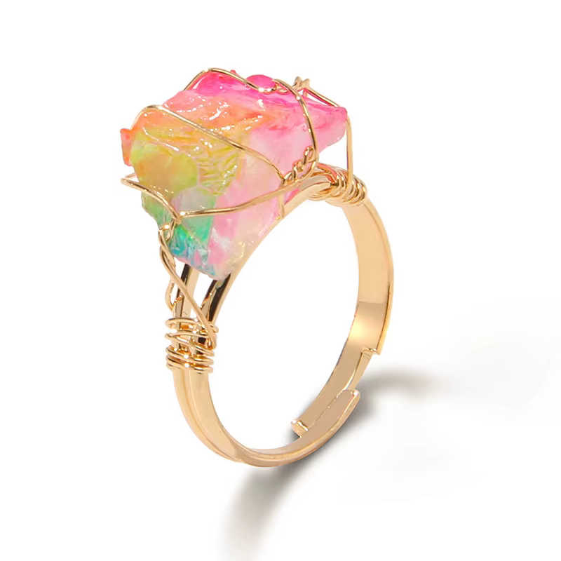 Bagues de citrine irrégulières pour femmes et hommes