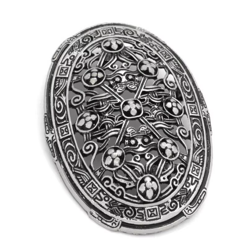 Broche bouclier couleur argent pour hommes, manteau Vintage, bijoux de fête, Talisman scandinave