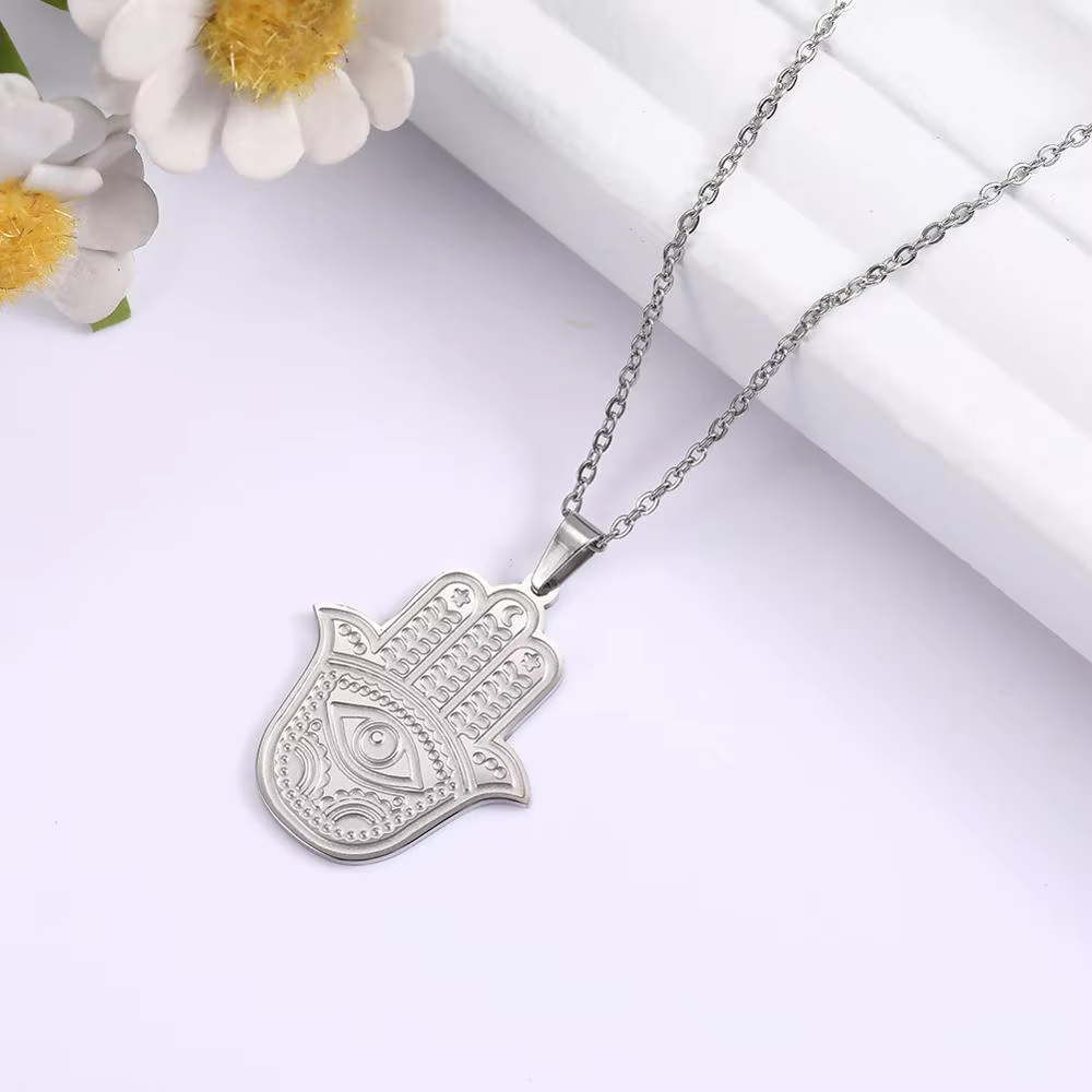 Lemegeton hébreu Hamsa Fatima main collier en acier inoxydable Judaica femmes cou chaîne tour de cou chanceux Protection bijoux cadeau