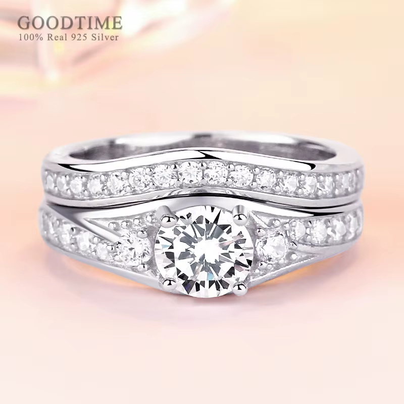 Bague de luxe en argent regardé 100% pur pour femme