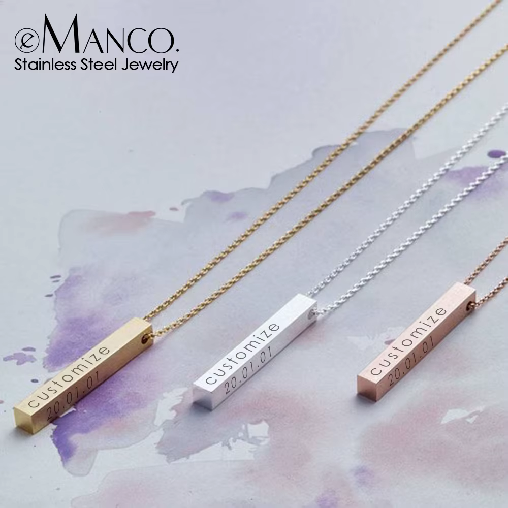 Collier personnalisé avec gravure sur quatre côtés EManco