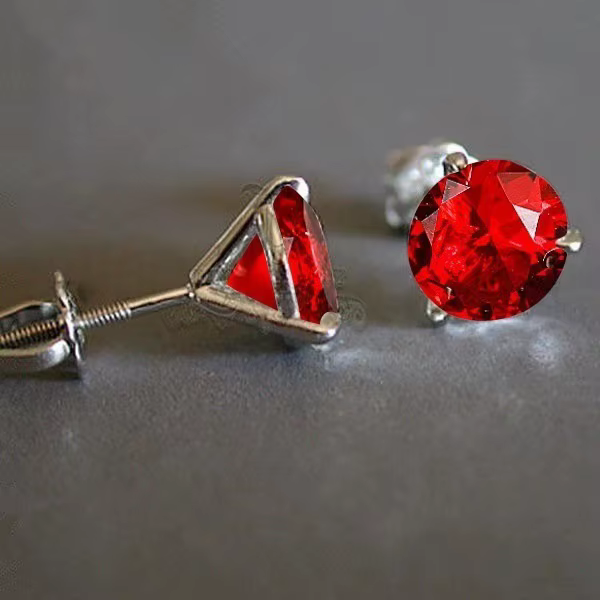 Boucle d'oreille grenat couleur argent Sterling 925 massif