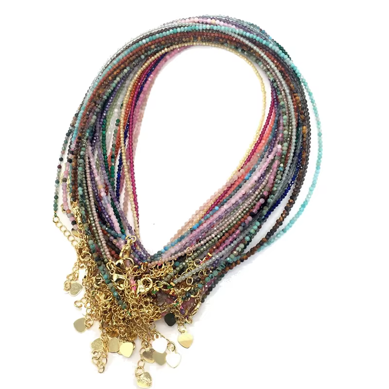 Collier de perles en pierres précieuses à facettes de 2mm