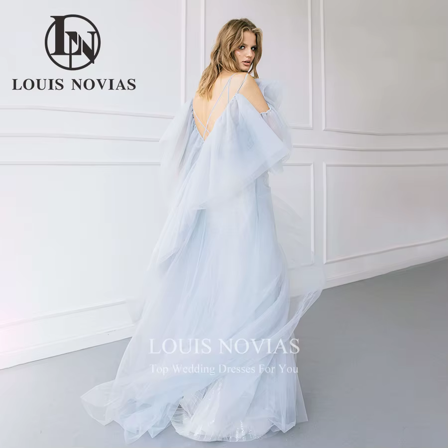 Modiis-Robe de mariée A-Line en tulle bleu