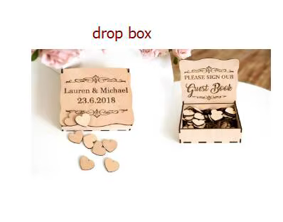 Livre d'Or de Mariage Personnalisé en Bois en Forme de Cœur