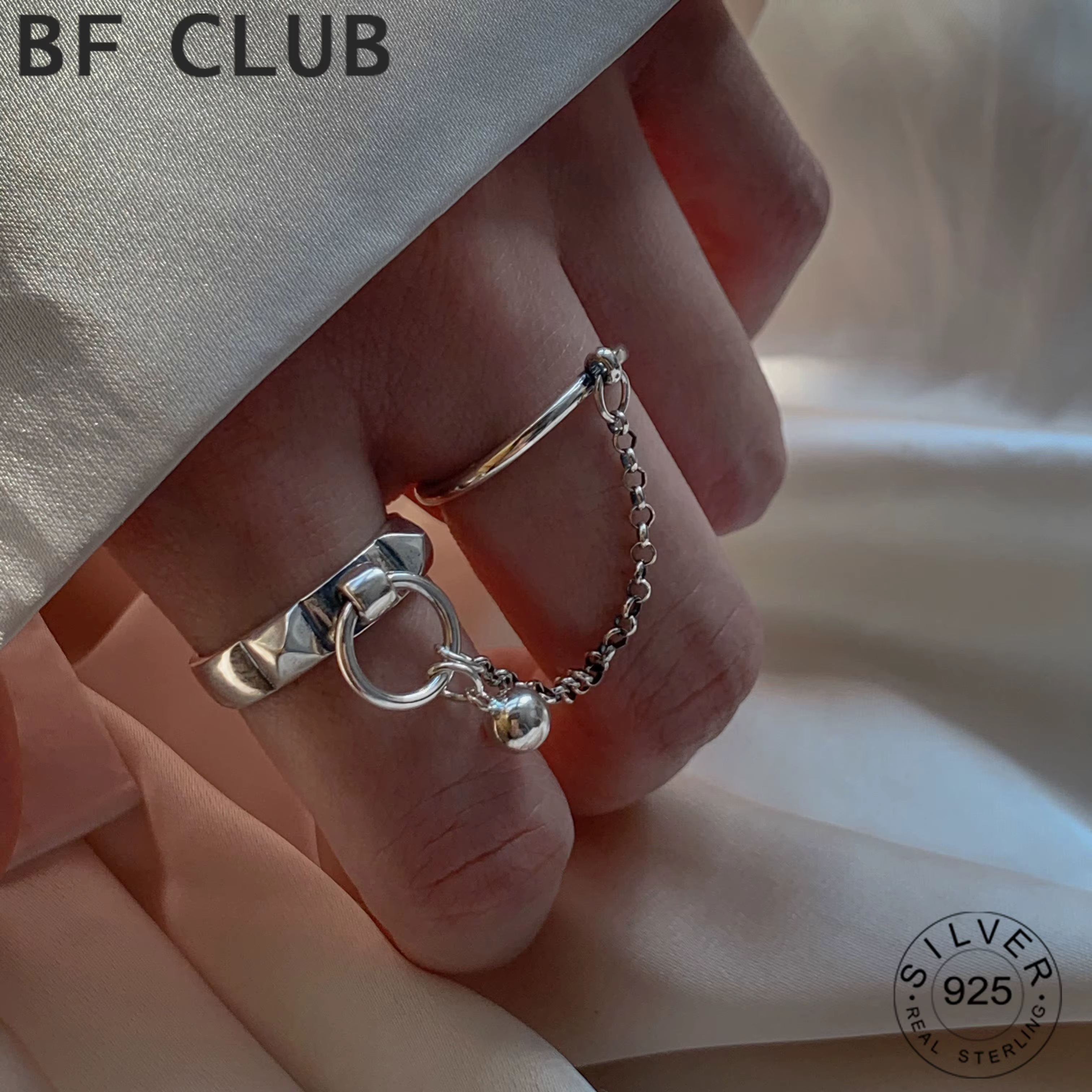 Bague géométrique ronde rétro en argent Sterling 925 véritable pour femmes