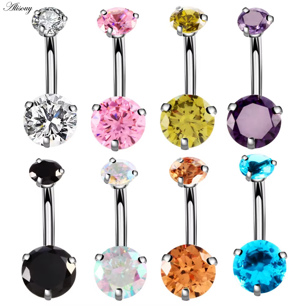 Alisouy – anneau de nombril en cristal de Style Zircon AAA