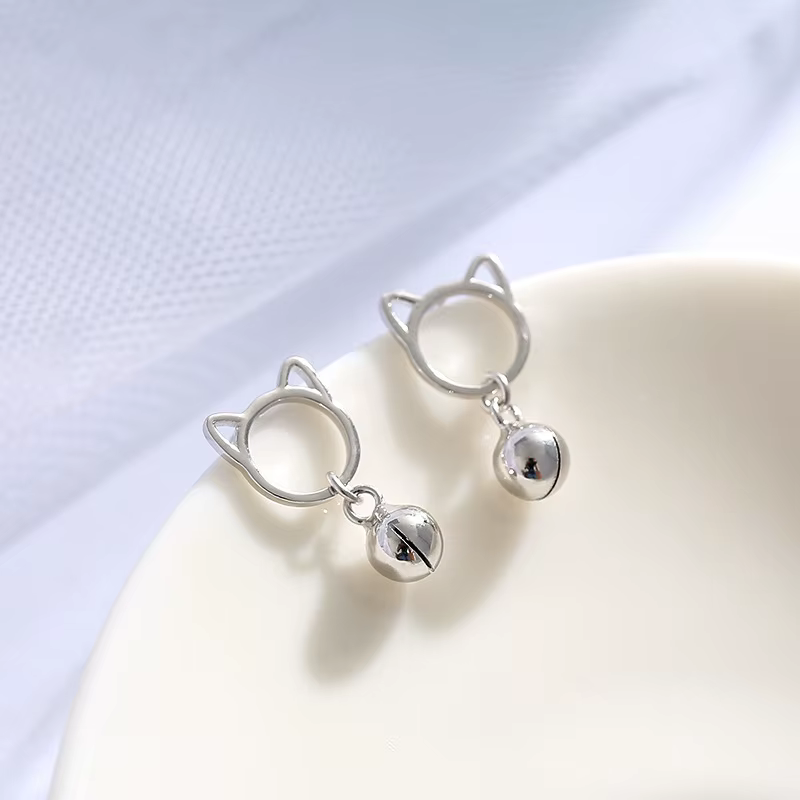 REETI 925 boucles d'oreilles chat cloche en argent Sterling pour femmes filles cadeau mode chaude