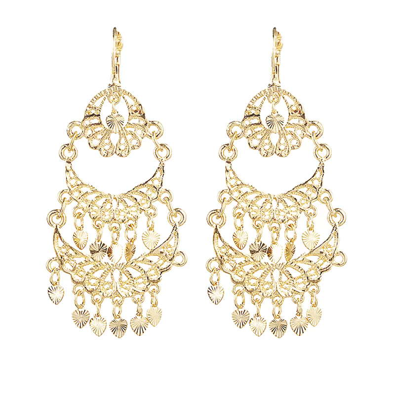 Boucles d'oreilles pendantes plaquées or en forme de lune pour filles