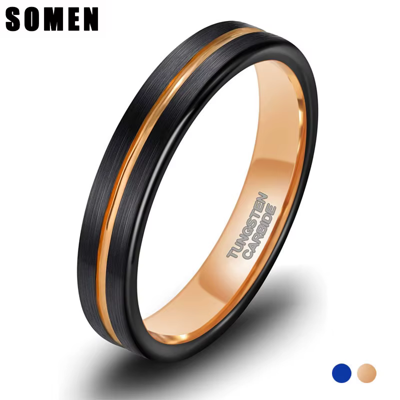 Somen-Bague Unisexe en Tungstène de 4mm