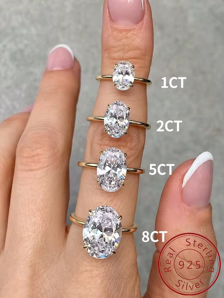 Bague ovale en argent Sterling 925 pour femmes