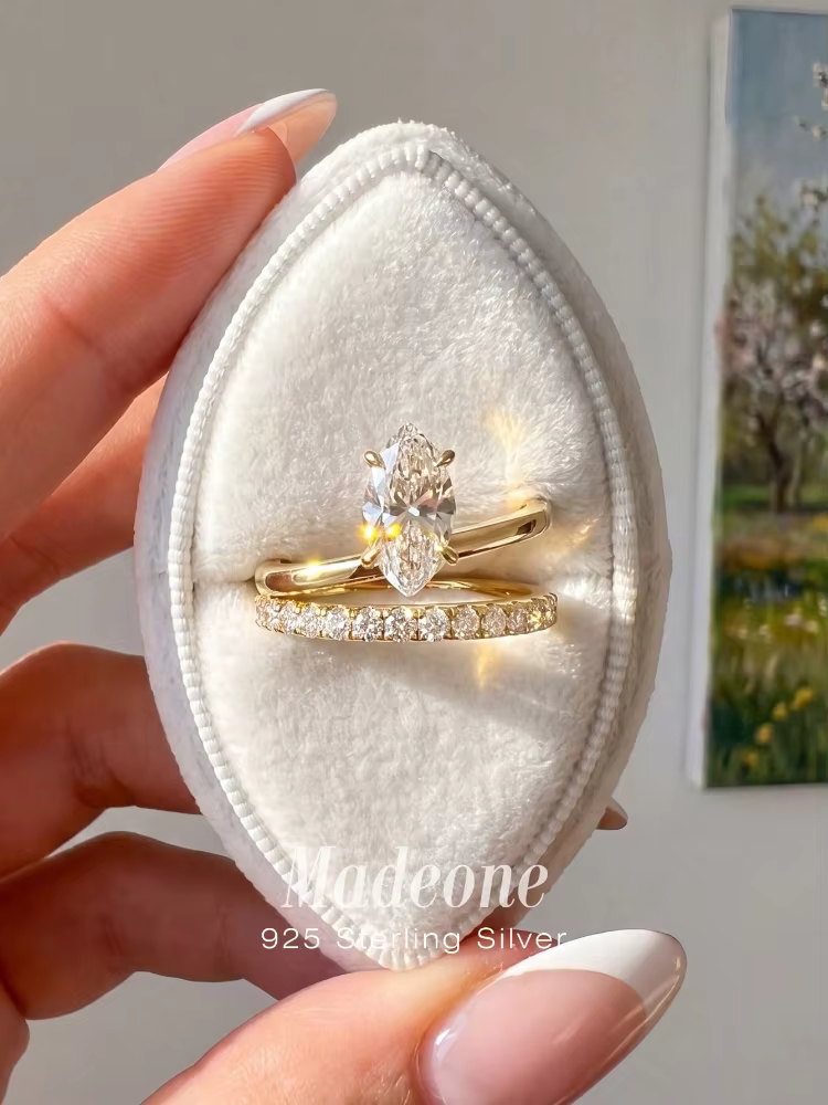 Bague Marquise Unique en Argent Sterling 925 avec Zircon Scintillant pour Femme