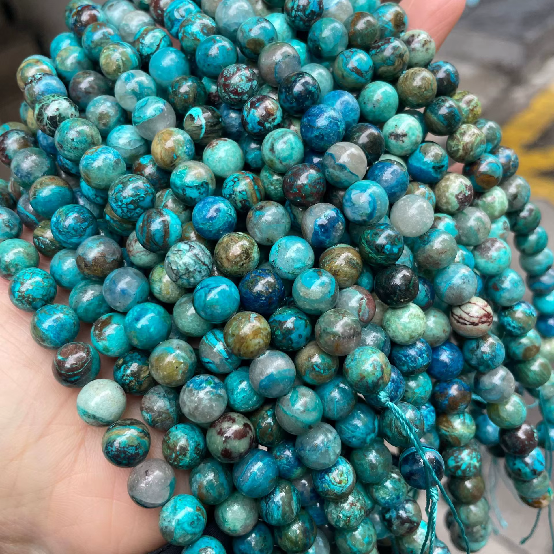 Perles en vrac de chrysocolle Phénix naturelle A+ pour bijoux DIY, accessoires de bracelet en perles rondes de turquoise Phénix
