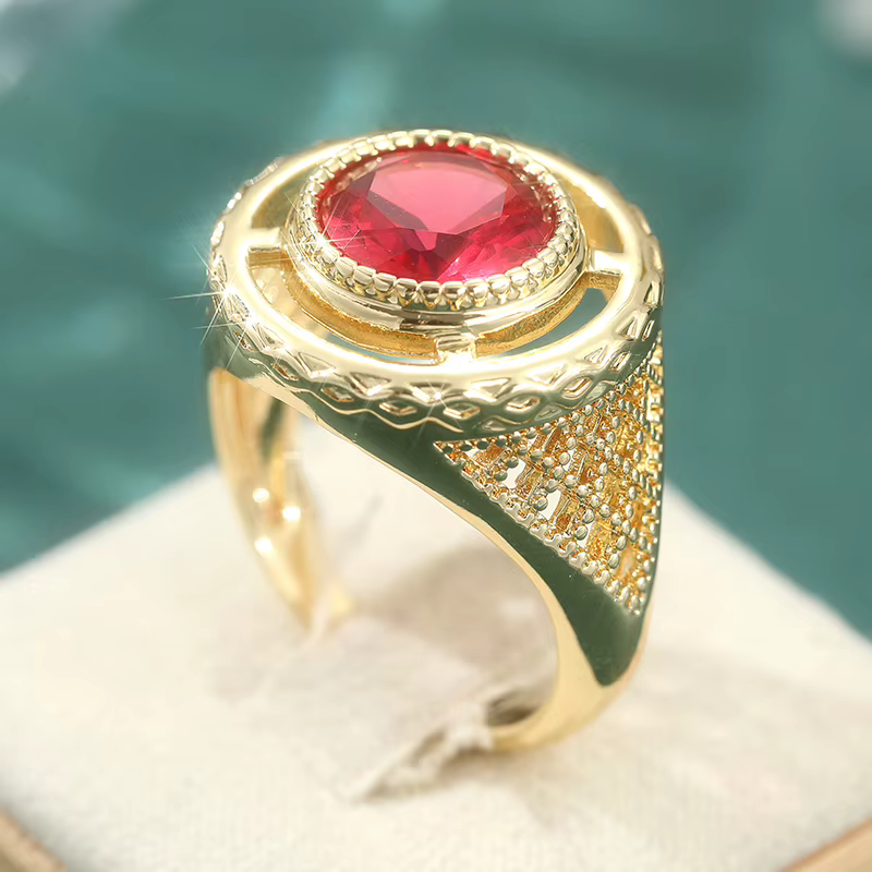 Bagues rondes ajourées couleur or pour femmes